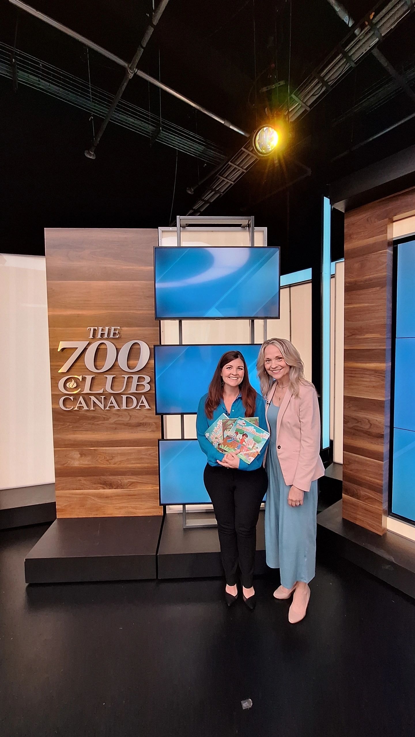 Joanne Bieler with Emily James at The 700 Club Canada studio