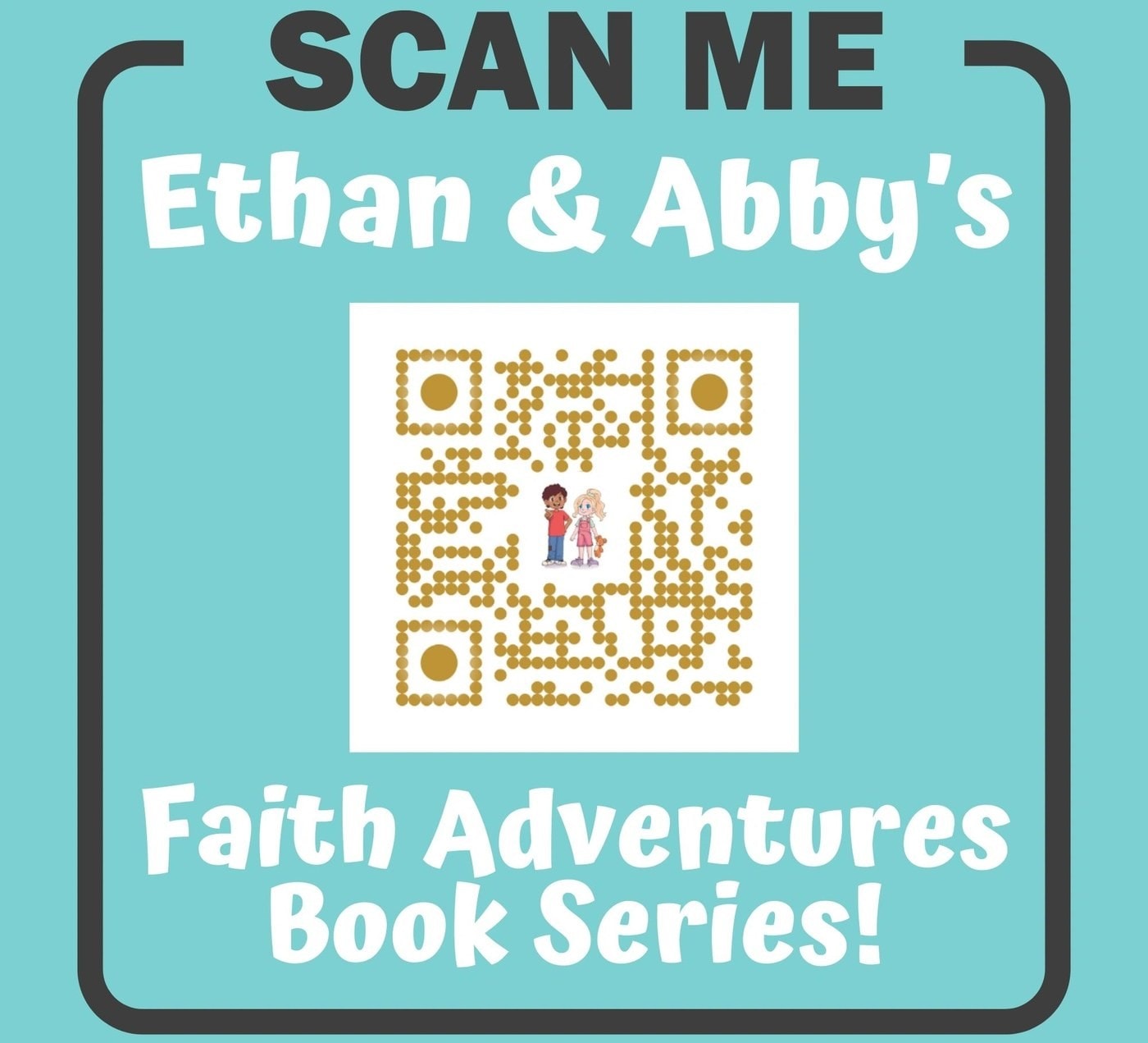 T-shirt back design with QR code for Ethan and Abby Faith Adventures Book Series